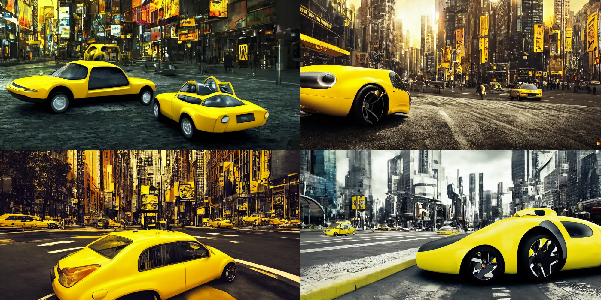 Prompt: futuristic yellow taxi, hyper realistic, 4k resolution, artwork, cinematic, depth of field, cinematic lighting