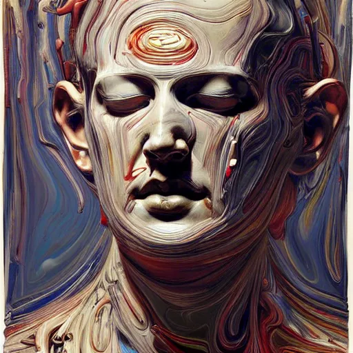 Prompt: facebook logo statue. by jenny saville, scifi, neo - gothic, intricate, rich deep colors. part by james jean