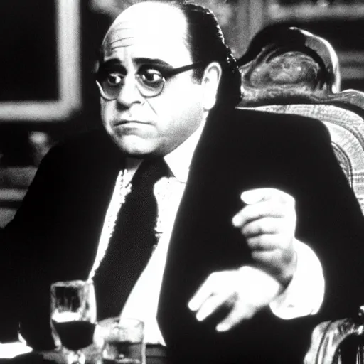 Prompt: movie still of danny devito in the godfather