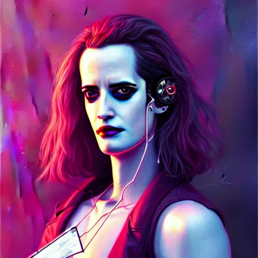 Prompt: portrait painting of a cyberpunk road warrior eva green, sharp focus, award - winning, trending on artstation, masterpiece, highly detailed, intricate. art by josan gonzales and moebius and deathburger