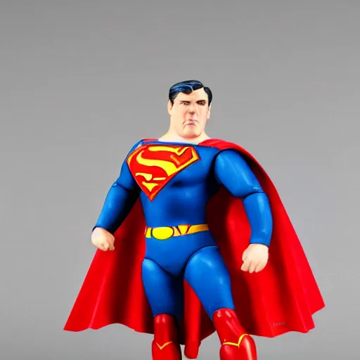 Prompt: A beautifully scupted Superman toy from the 1940s, articulated, professional photography