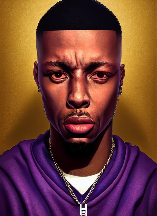 Prompt: a 3 d rendered portrait of an 9 0's era hiphop artist by artist hadi karimi, wlop, artgerm, greg rutkowski, confident expression, dramatic lowkey studio lighting, accurate skin textures, hyperrealism, cgsociety, aesthetically pleasing and harmonious vintage colors