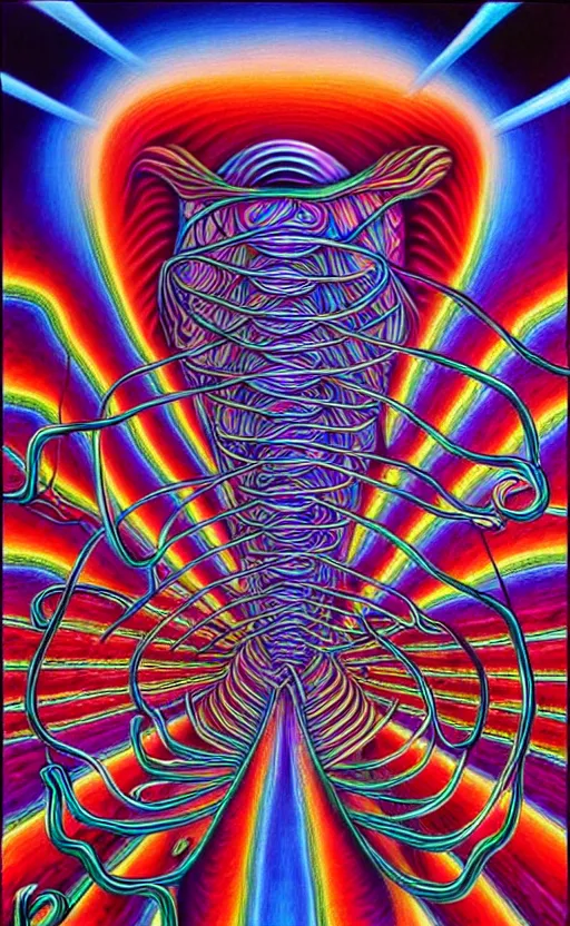 Image similar to trippy psychedelic mushrooms by alex grey