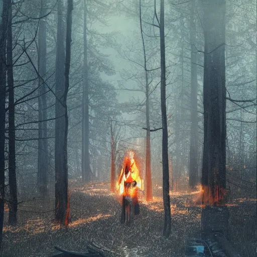 Image similar to the fire in my core heats my heart to the breaking point, twixt horror and despair my lungs catch, but cannot sate. The mind from direction fails, and cannot help but confuse my gait. cinematic movie photograph, cinematic lighting, octane render, by Greg Rutkowski, Gustav Dore, and Edvard Munch.