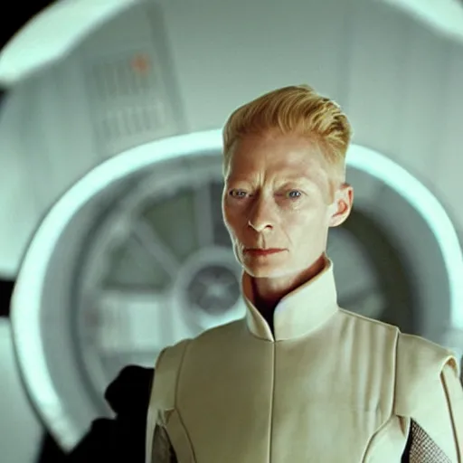 Prompt: tilda swinton as imperial officer in Star Wars aboard the Death Star