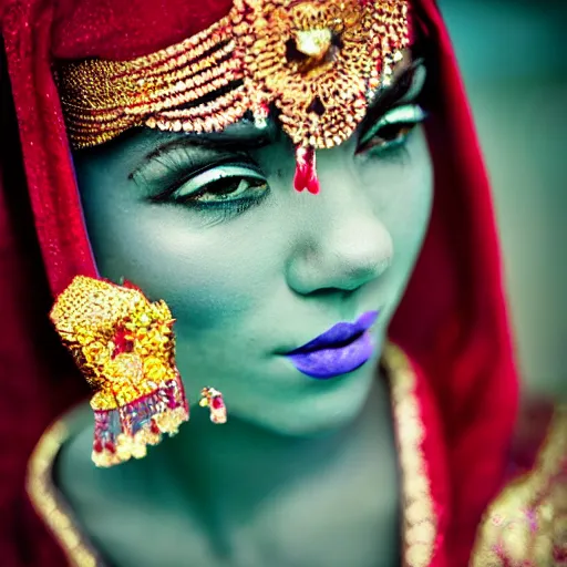 Image similar to aesthetic!!!!!! Female genie, EOS 5DS R, ISO100, f/8, 1/125, 84mm, postprocessed, crisp face, facial features