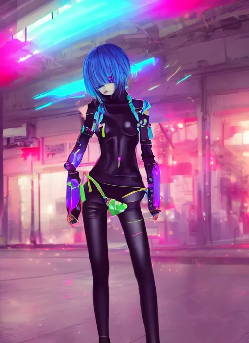 Prompt: anime, vrchat, secondlife, imvu, 3 d model of a girl wearing harajuku colorful clothes, cyberpunk armor, cyborg, pop colors, kawaii hq render, detailed textures, artgerm artstationhd, booth. pm, highly detailed attributes and atmosphere, dim volumetric cinematic lighting, hd, unity unreal engine