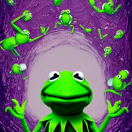 Image similar to portrait of a beautiful cute Kermit the Frog falling into the third dimension by Ross Tran, 4k, intricate details