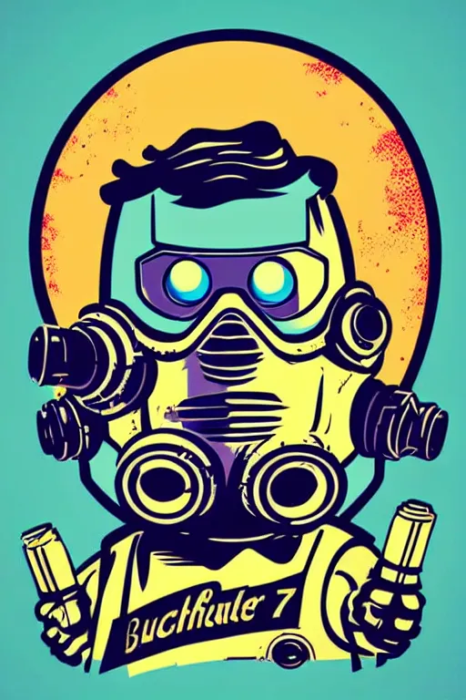 Image similar to fallout 7 6 retro futurist illustration art by butcher billy, sticker, colorful, illustration, highly detailed, simple, smooth and clean vector curves, no jagged lines, vector art, smooth andy warhol style