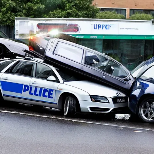 Image similar to audi crashed into police car