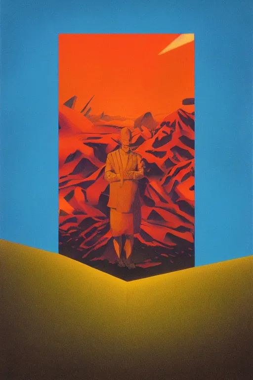 Image similar to a paper blotter tab of LSD acid melting into a surreal psychedelic hallucination, screenprint by Edward Hopper and James Gilleard, Zdzislaw Beksinski, Steven Outram colorful flat surreal design, hd, 8k, artstation