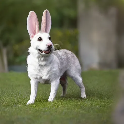 Prompt: A realistic photo of a mixture of Dog and Rabbit, hyper-realistic, 8K HDR.