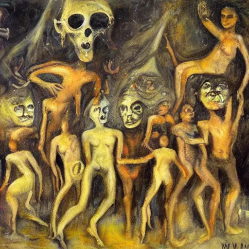 Image similar to a painting of a group of people in the water, a surrealist painting by william dobell, deviantart, neo - expressionism, apocalypse art, surrealist, grotesque