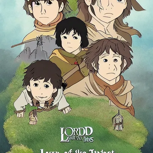 Image similar to Lord of the Rings, in the style of Studio Ghibli