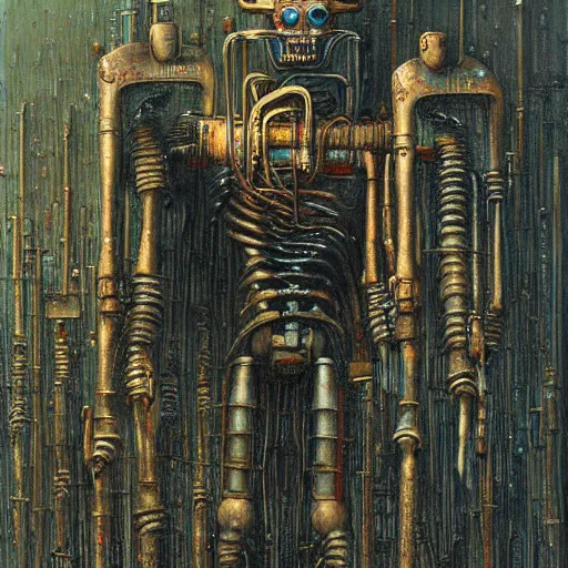 Image similar to terminator robot highly detailed beksinski and hr giger art style painting