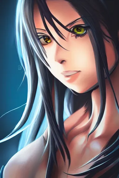 Image similar to a portrait of a female anime warrior character with long hair, artgerm