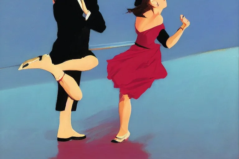 Prompt: ''couple dansing, in style'bluebird at bonneville'by jack vettriano