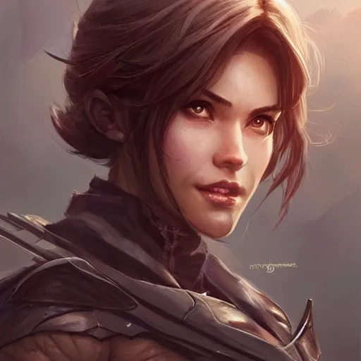 Image similar to female ranger in her 4 0 s, art by artgerm and greg rutkowski and magali villeneuve, d & d, fantasy, portrait, highly detailed, headshot, digital painting, trending on artstation, concept art, sharp focus, illustration