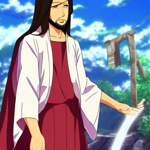 Jesus as anime character posing ready to fight | Stable Diffusion