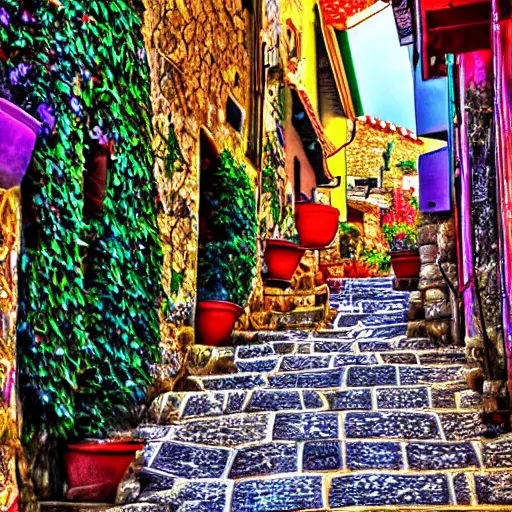 Image similar to safed tzfat israel, digital art, outrun