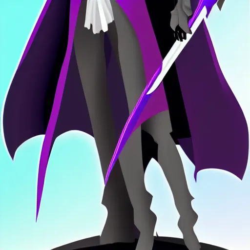 Image similar to grim reaper, purple cloak, full body, scythe