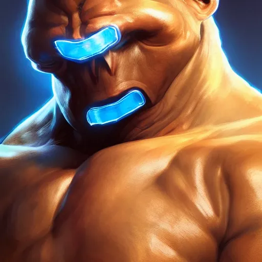 Prompt: science-fiction utopian character portrait of a huge muscular menacing Doomfist from Overwatch, white face paint, intricate, wild, highly detailed, digital painting, artstation, upper body, concept art, smooth, sharp focus, illustration, art by artgerm and greg rutkowski and alphonse mucha