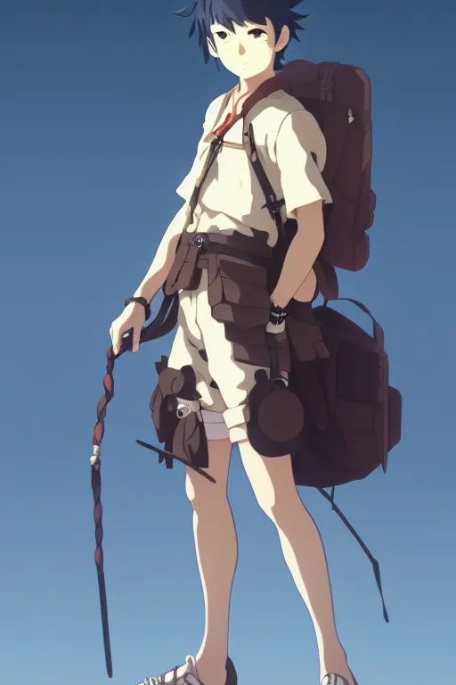 Prompt: a full body portrait of adventurer, finely detailed features, perfect art, gapmoe yandere grimdark, trending on pixiv fanbox, painted by makoto shinkai takashi takeuchi studio ghibli, akihiko yoshida,