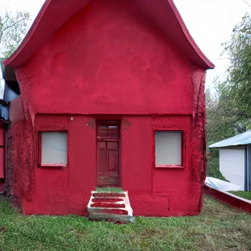 Image similar to house made of wet red flesh