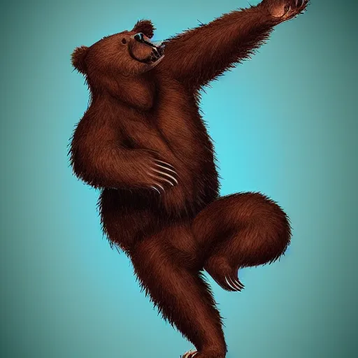 Prompt: digital illustration of a bear bely dancing, deviantArt, artstation, artstation hq, hd, 4k resolution