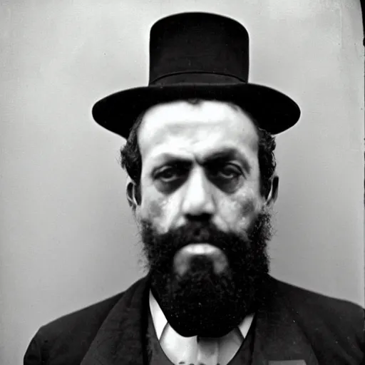 Prompt: close up photo portrait of a 19th century brutal angry gangster by Diane Arbus and Louis Daguerre