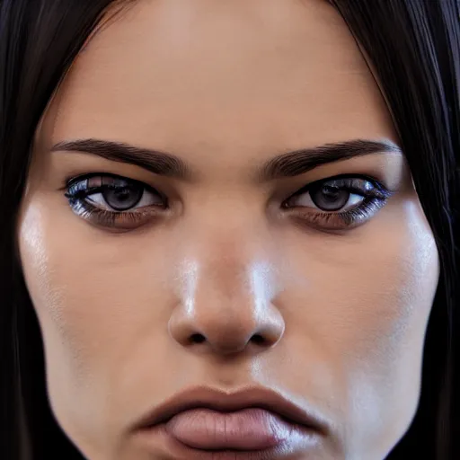 Image similar to hyperrealistic portrait of beautiful angry mixed race woman, photo realistic, symmetrical, dynamic lighting, artstation, poster, volumetric lighting, very detailed face, 4 k, award winning