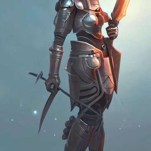 Prompt: A female knight in a setting of Medieval Futurism, Retrofuturism, medieval, science fiction by JeeHyung lee, Anna Nikonova aka Newmilky, artstation