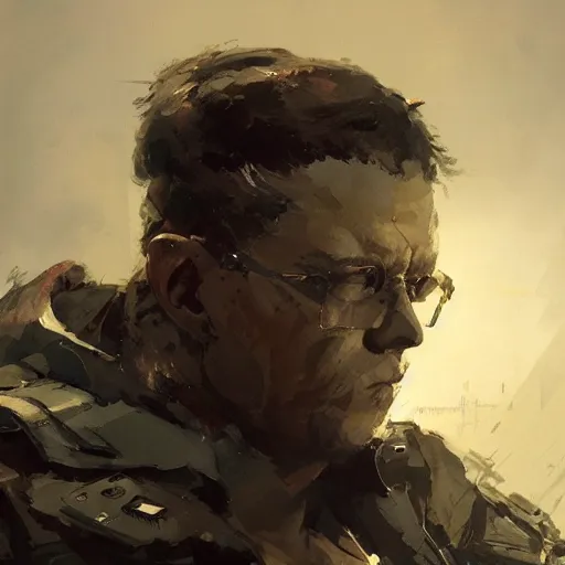 Image similar to portrait of war veteran, dramatic lighting, illustration by Greg rutkowski, yoji shinkawa, 4k, digital art, concept art, trending on artstation