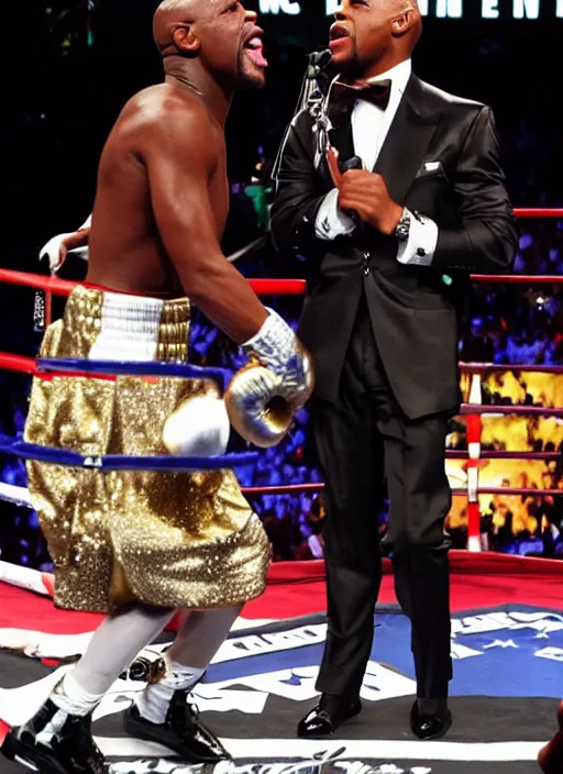 Prompt: floyd mayweather singing with frank sinatra