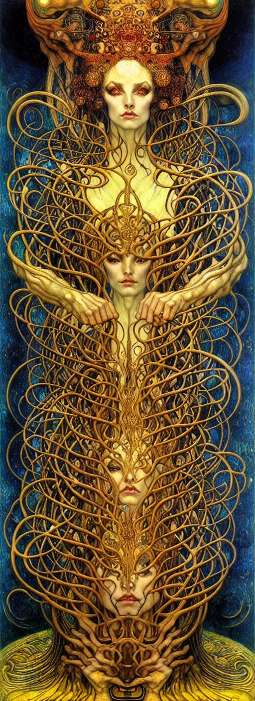 Image similar to Divine Chaos Engine by Karol Bak, Jean Delville, William Blake, Gustav Klimt, and Vincent Van Gogh, symbolist, visionary