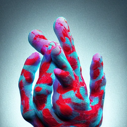 Image similar to open hand as a 3D object, a computer rendering by Alberto Seveso, behance, generative art, rendered in cinema4d, octane render, photoillustration