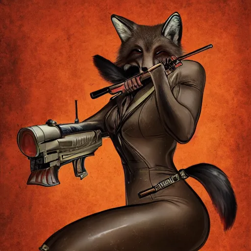 Image similar to a beautiful, dynamic illustration of an anthropomorphic fox - woman running and gunning with a winchester rifle, wild west theme, focal depth, highly detailed digital art, trending on artstation, 8 k,