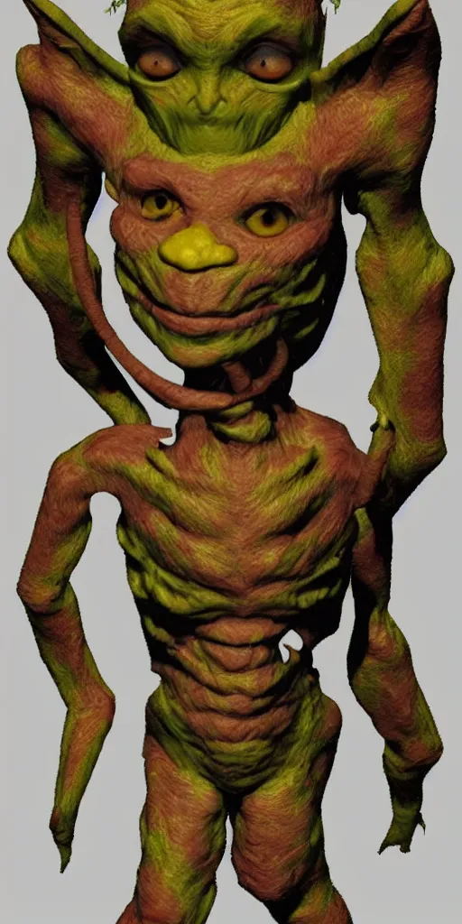 Prompt: malice yellow goblin doll psx rendered early 90s net art n64 3d 2002