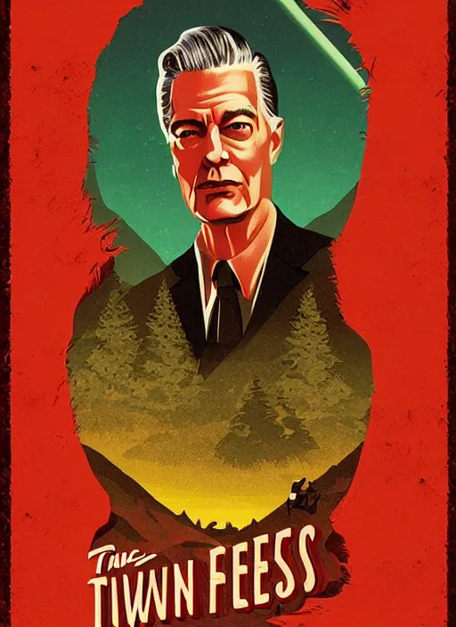 Prompt: twin peaks movie poster art by greg ruth