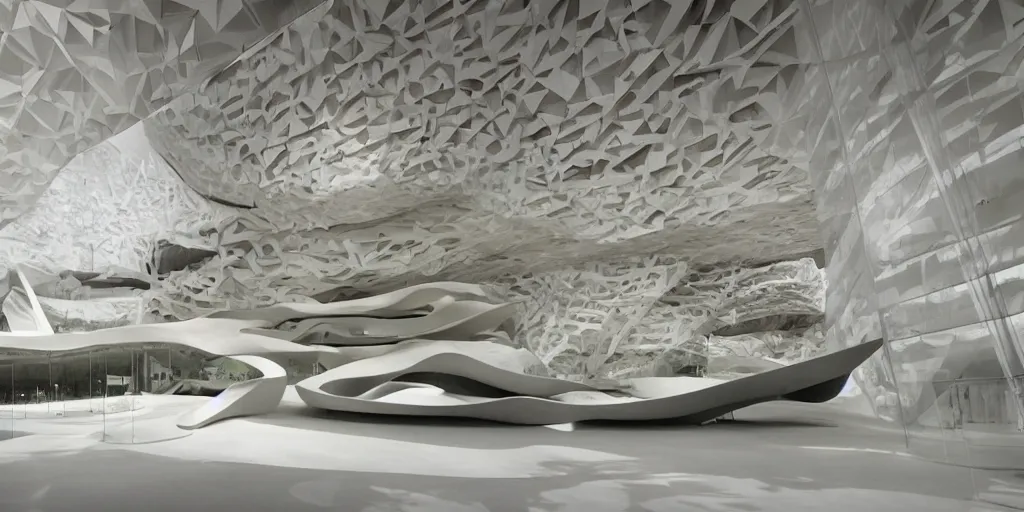 Image similar to stunning beautiful museum 3D section by Paul Rudolph and Zaha Hadid