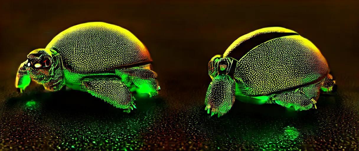 Prompt: highly detailed 3d render holographic cyborg scarab! jeweled gorgeous dramatic neon lighting octane low angle hd 8k sharp shallow depth of field