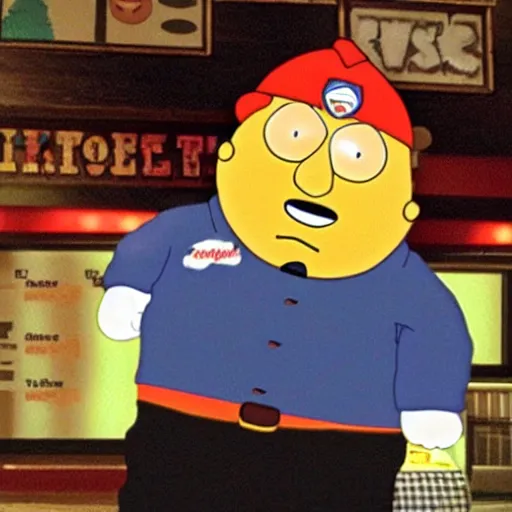 Prompt: eric cartman working at applebee's