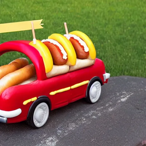 Prompt: hot dog car