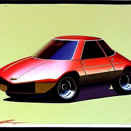 Prompt: concept art for a tiny car, painted by syd mead, high quality