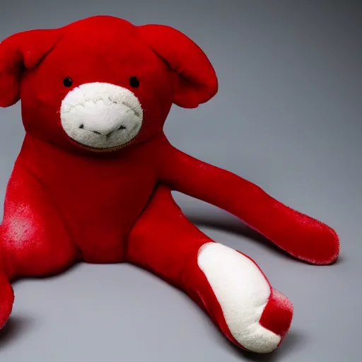 Image similar to A homemade plushie, representing Ed Harris, studio lighting, F 1.4 Kodak Portra