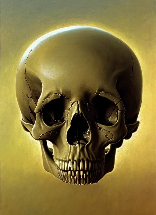 Image similar to a human skull with intricate carvings. highly detailed painting by zdzisław beksinski, craig mullins, j. c. leyendecker 8 k