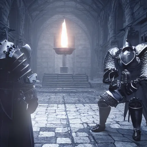 Image similar to Edward and Alphonse from Fullmetal Alchemist in Dark Souls 3, artstation, gothic, horror, fantasy, 4k, cinematic, unreal engine