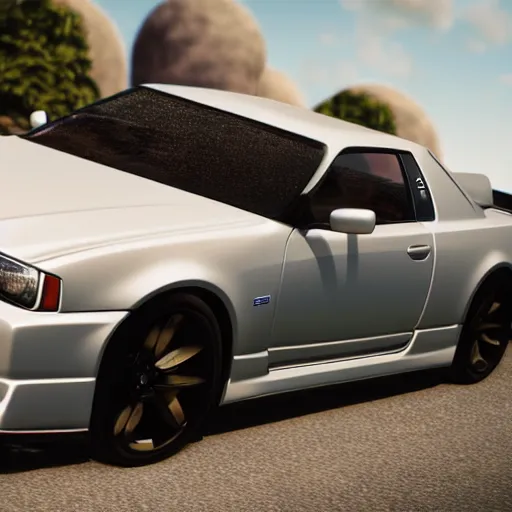 Prompt: unreal engine render of a nissan skyline, cinematic, raytracing