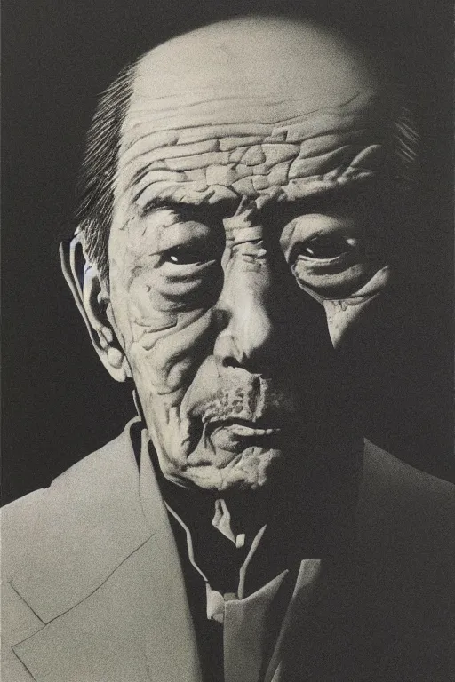 Image similar to portrait of Akira Kurosawa by Zdzislaw Beksinski