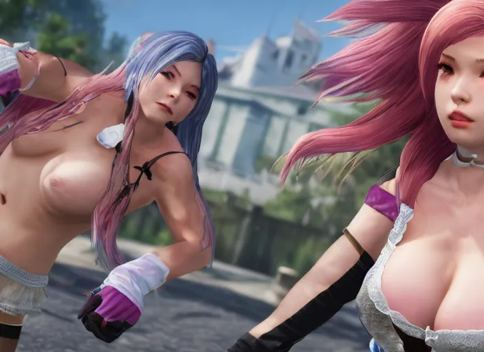 Image similar to Belle Delphine as a playable character in Dead or Alive, detailed game screenshot 4K